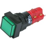 D16LAS1-2abJG, Кнопка с фиксацией зеленая (5A 250VAC), LED подсветка 12VDC