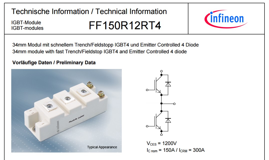 FF150R12RT4HOSA1 Infineon