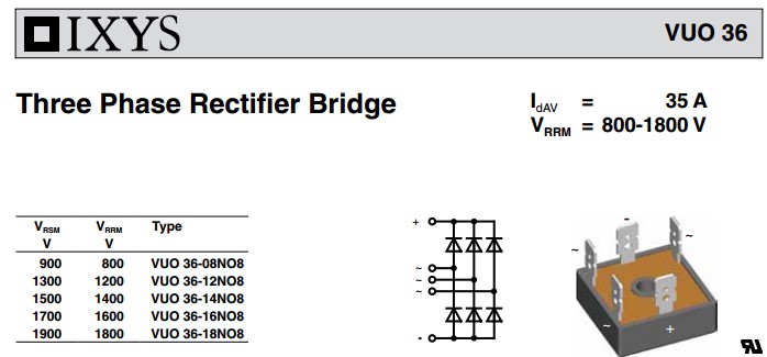 Трёхфазный диодный мост IXYS VUO36-16NO8 