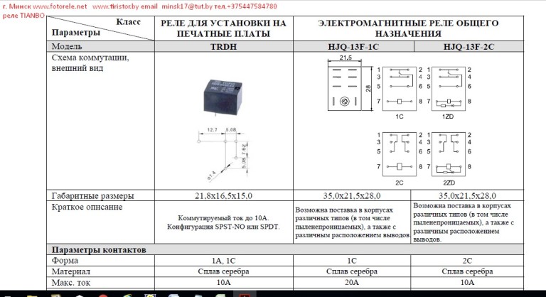 Hjr 4102 l 12v схема контактов